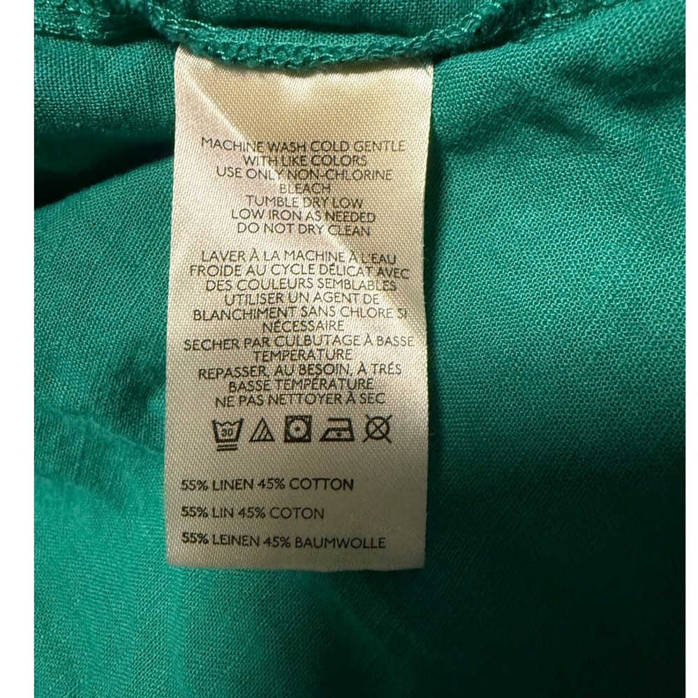 Maeve Anthropologie Green Linen Cotton Blend Button Down Shirt OB2021898 Small - Picture 6 of 7